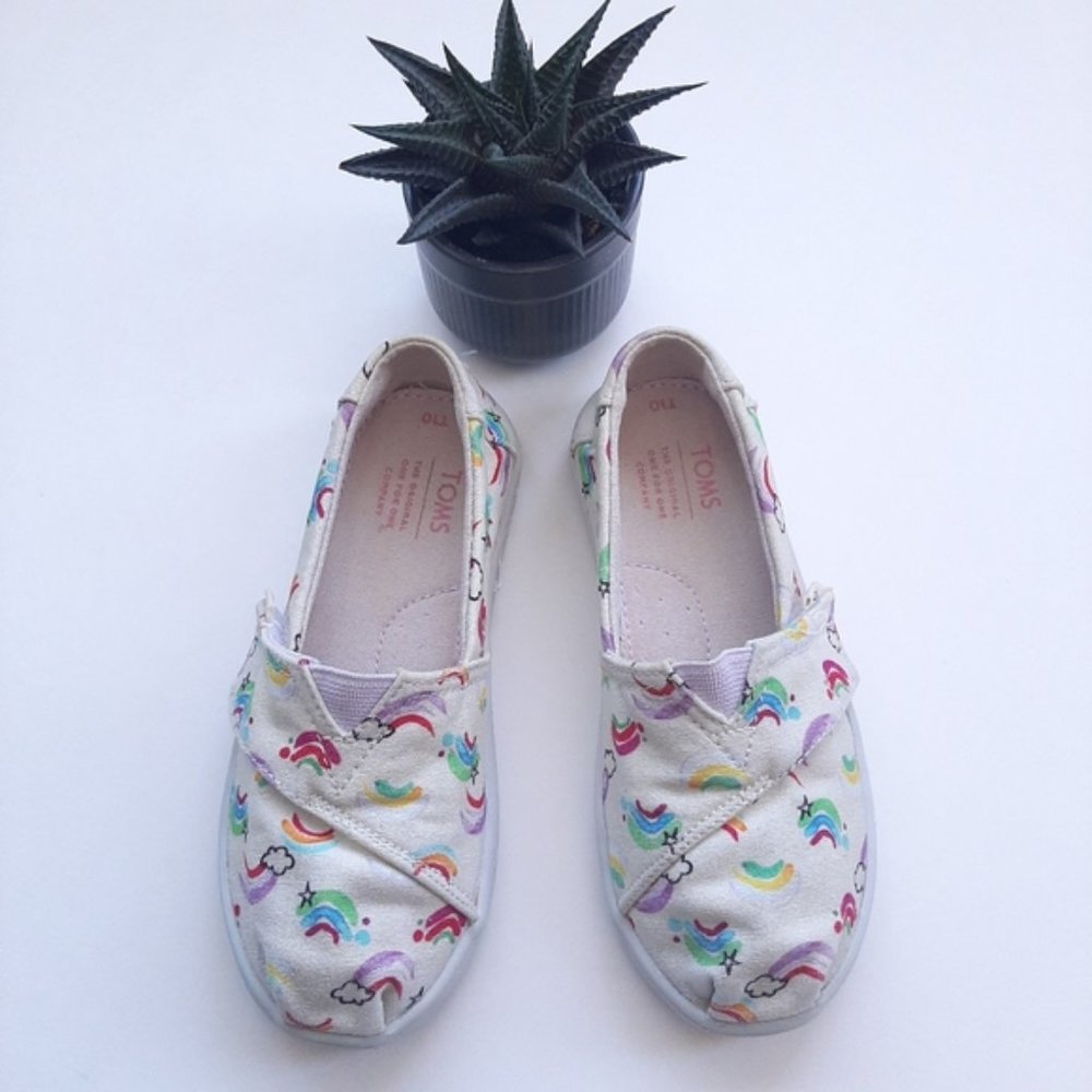Toms Alpargatas Rainbow Print Slip on Shoes size 10